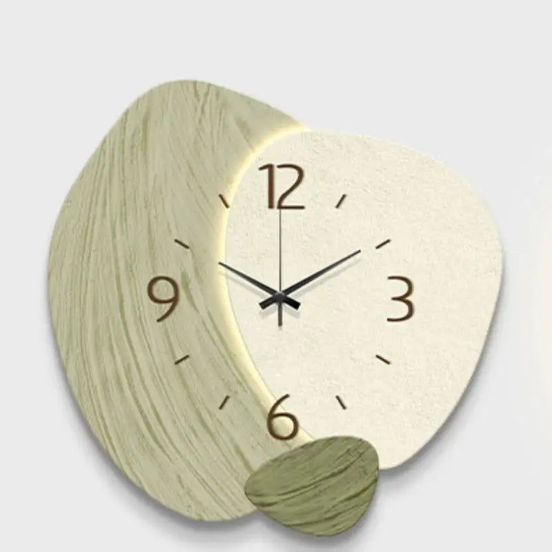 Horloge Murale Style Naturel - Vert pastel / Sans led