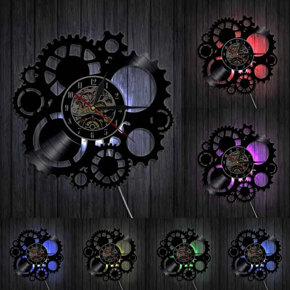 Horloge Murale Vinyle Design Industriel LED - Horloge LED