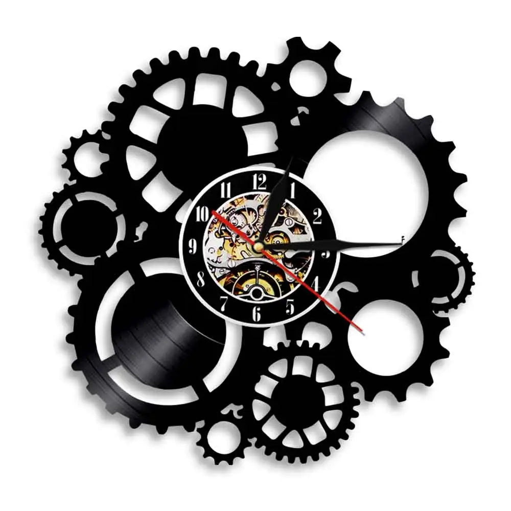 Horloge Murale Vinyle Design Industriel - Horloge Tête de Mort