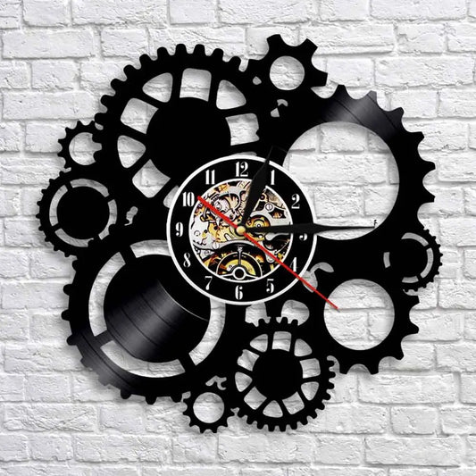 Horloge Murale Vinyle Design Industriel - Horloge Tête de Mort