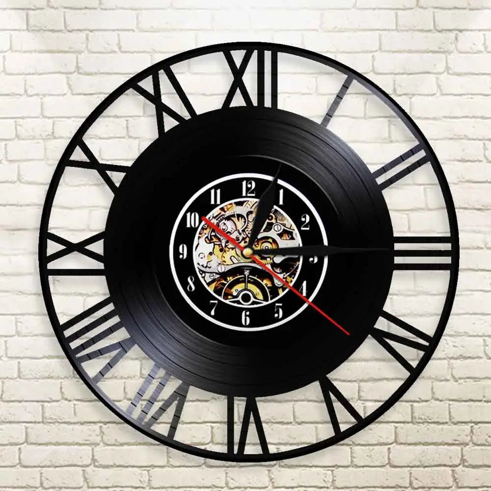 Horloge Murale Vinyle Industrielle Chiffres Romains LED - Horloge LED