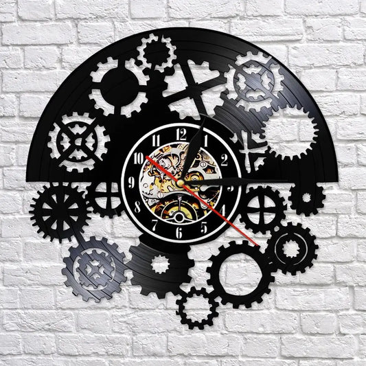 Horloge Murale Vinyle Steampunk - Horloge Tête de Mort