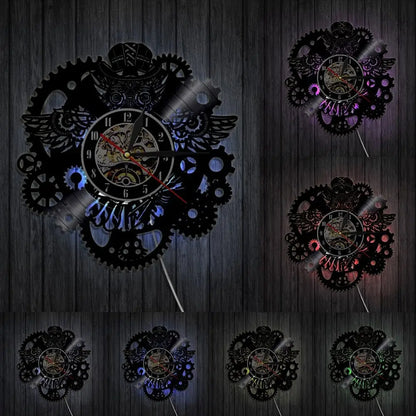 Horloge Murale Vinyle Style Industriel LED - Horloge LED