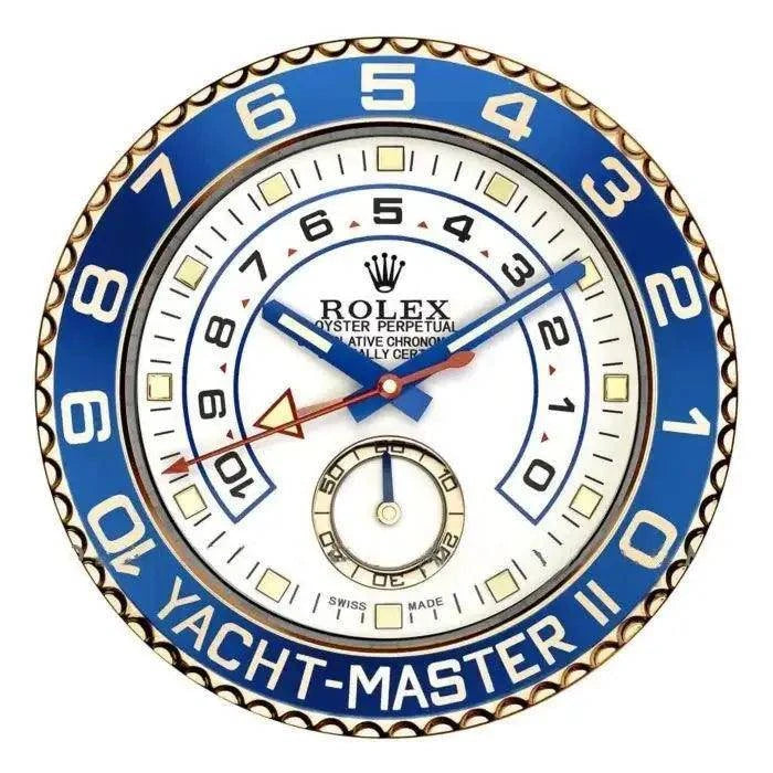 Horloge Murale Yacht Master II Or et Bleu pour un Style Maritime - Passeport Cases