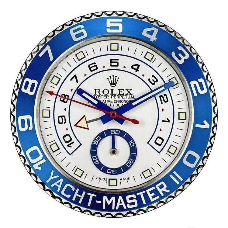 Horloge murale - Yacht Master ll, argent et bleu - Passeport Cases