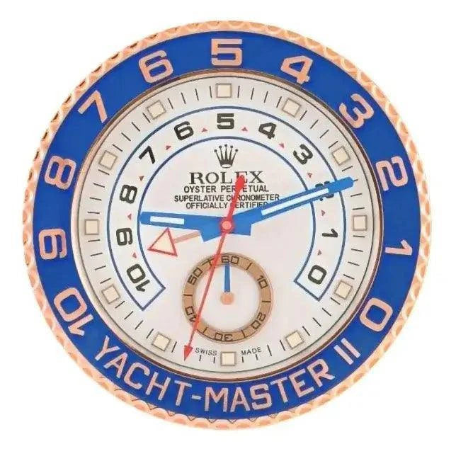 Horloge murale - Yacht Master ll Or Rose et Bleu - Passeport Cases