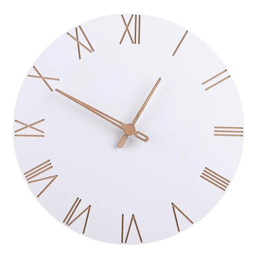 Horloge Scandinave Bois Blanc Chiffres Romains - Horloge Scandinave