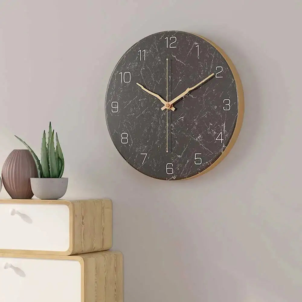 Horloge Silencieuse Marbre - Noir