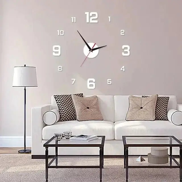 Horloge Sticker Mural - Argent