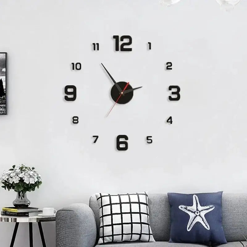 Horloge Sticker Mural - Noir