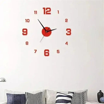 Horloge Sticker Mural - Rouge