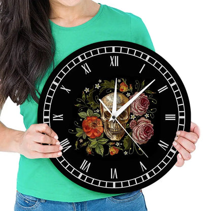 Horloge Tête de Mort Fleur Design - Horloge Tête de Mort