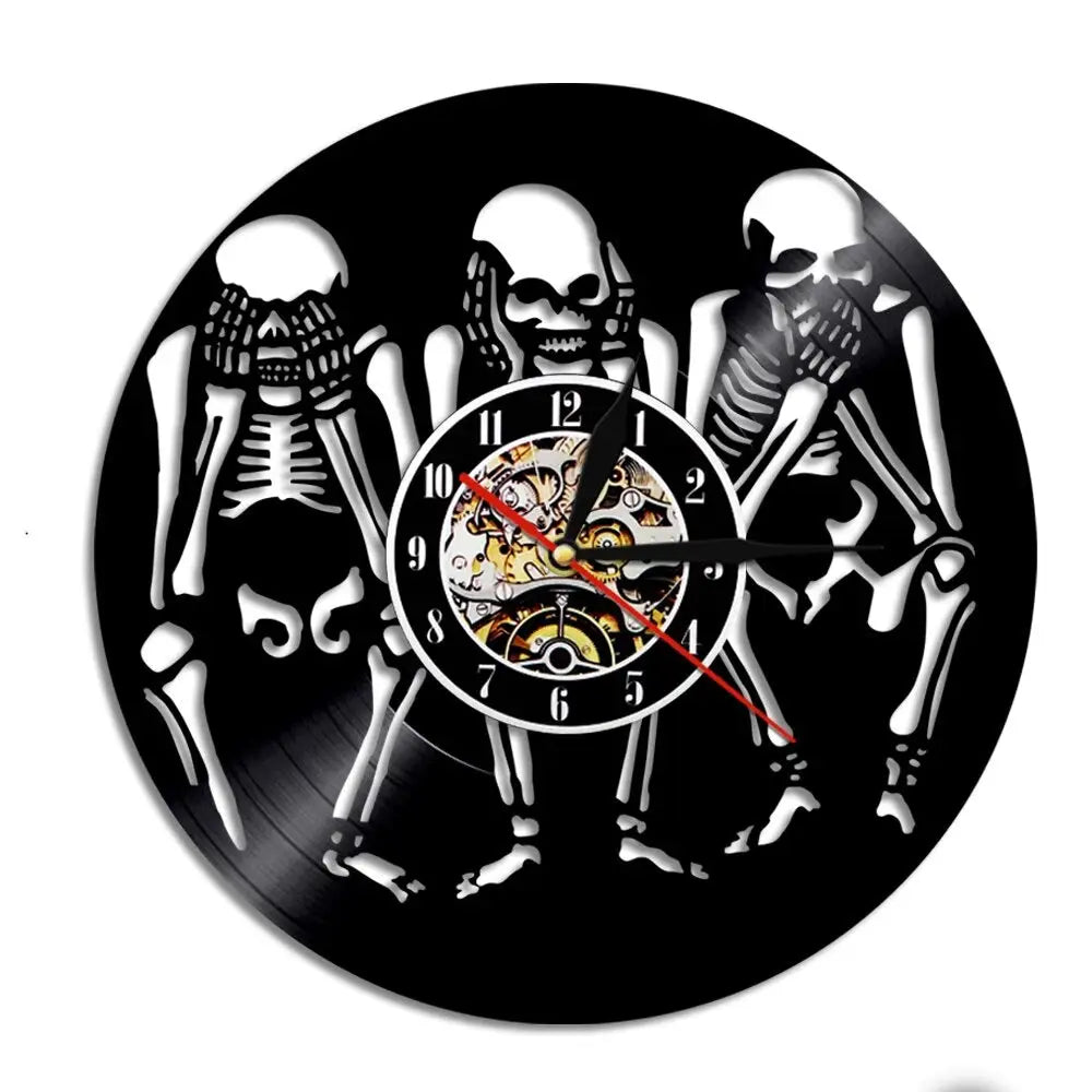 Horloge Tête de Mort Vinyle - Horloge Tête de Mort