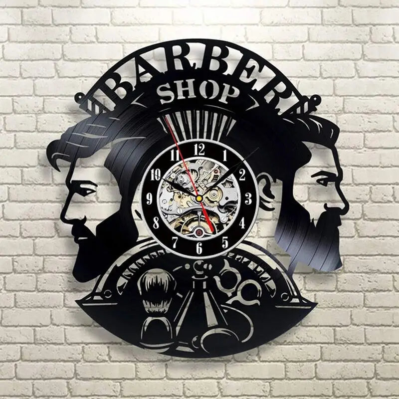 Horloge Vinyle Barber Shop - Horloge Tête de Mort