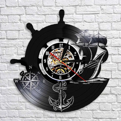 Horloge Vinyle Bateau - Horloge Tête de Mort