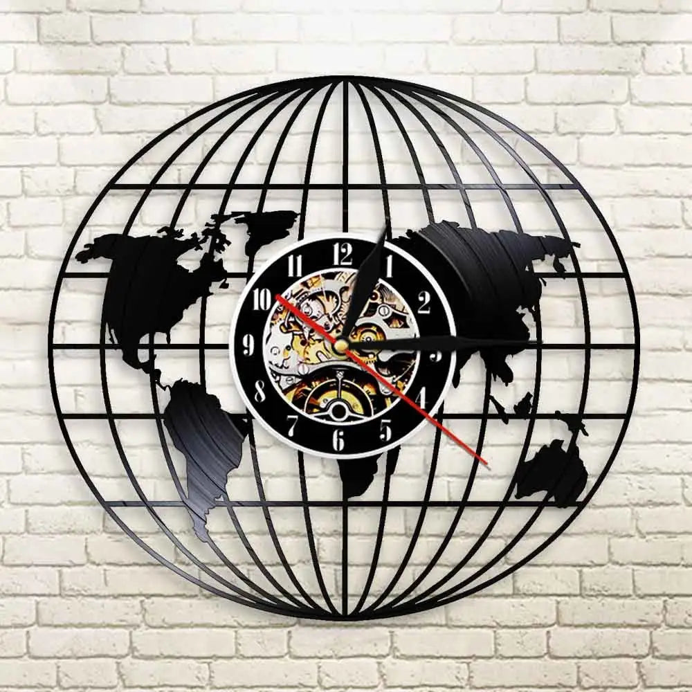 Horloge Vinyle Carte du Monde Design LED - Horloge LED