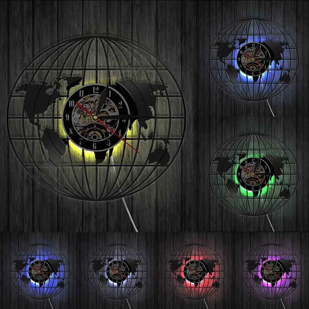 Horloge Vinyle Carte du Monde Design LED - Horloge LED