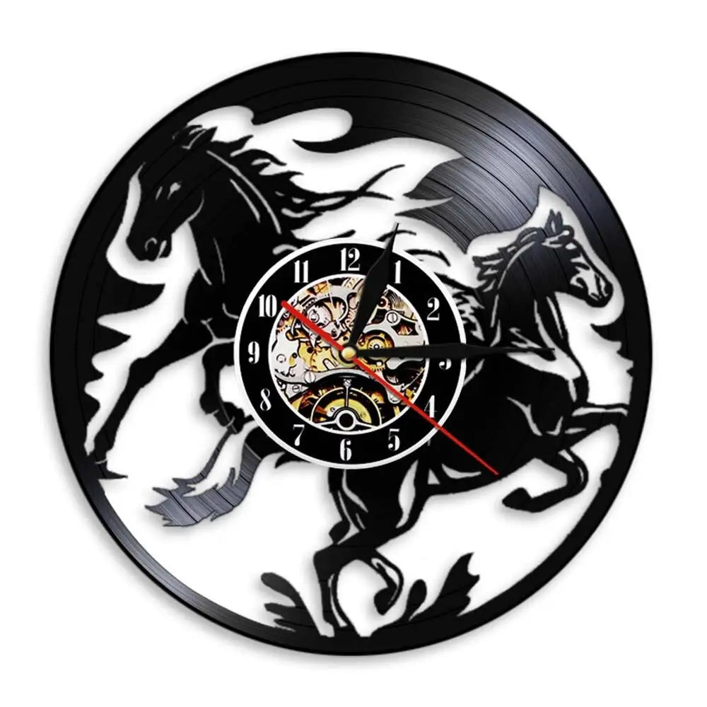 Horloge Vinyle Cheval - Horloge Tête de Mort