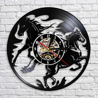 Horloge Vinyle Cheval - Horloge Tête de Mort