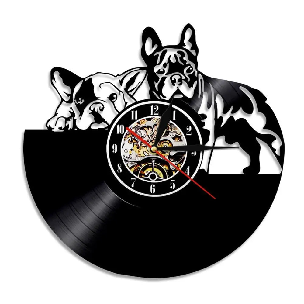 Horloge Vinyle Chien - Horloge Tête de Mort