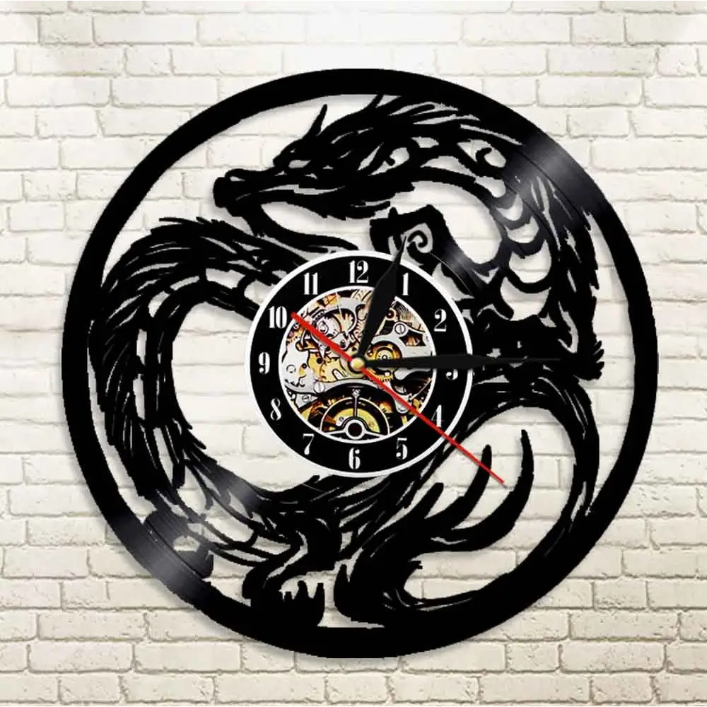 Horloge Vinyle Dragon - Horloge Tête de Mort