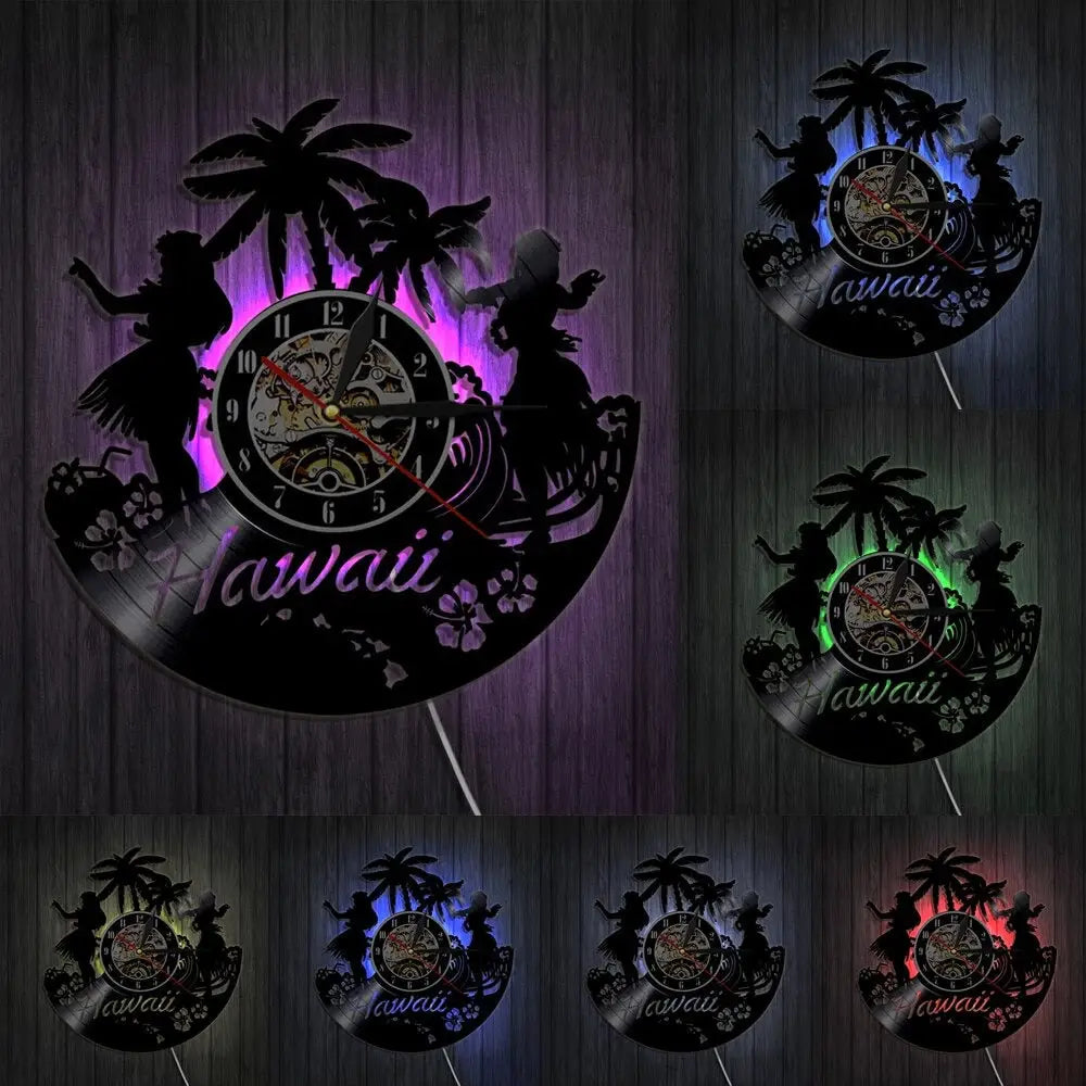 Horloge Vinyle Hawaii LED - Horloge LED