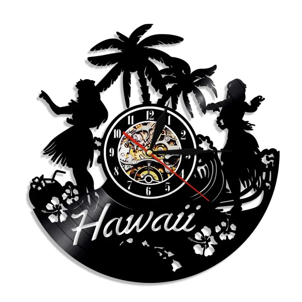 Horloge Vinyle Hawaii - Horloge Tête de Mort