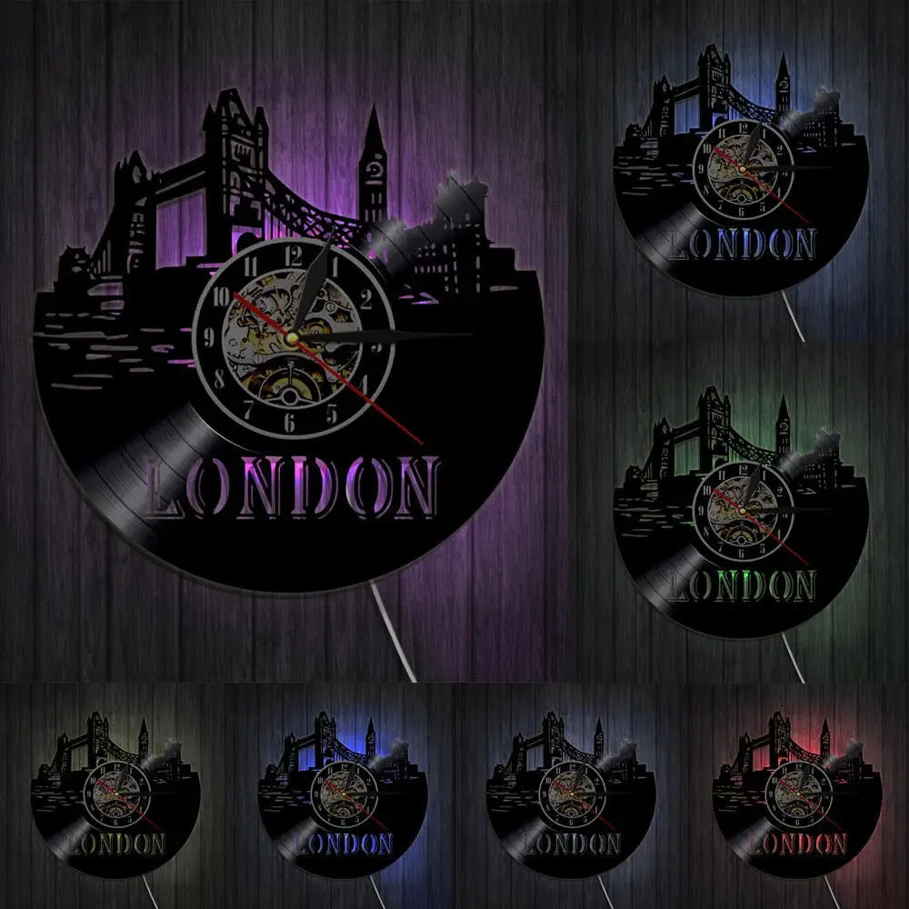 Horloge Vinyle Londres Led