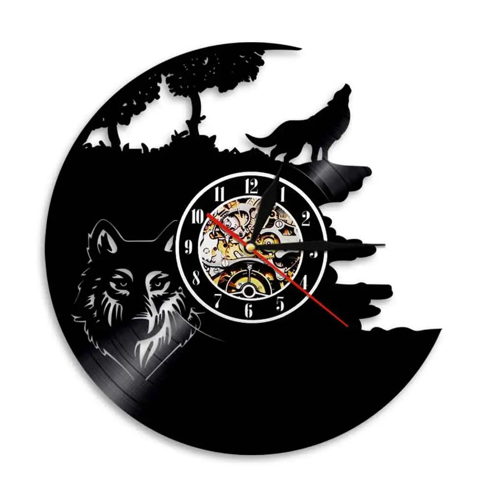 Horloge Vinyle Loup - Horloge Tête de Mort