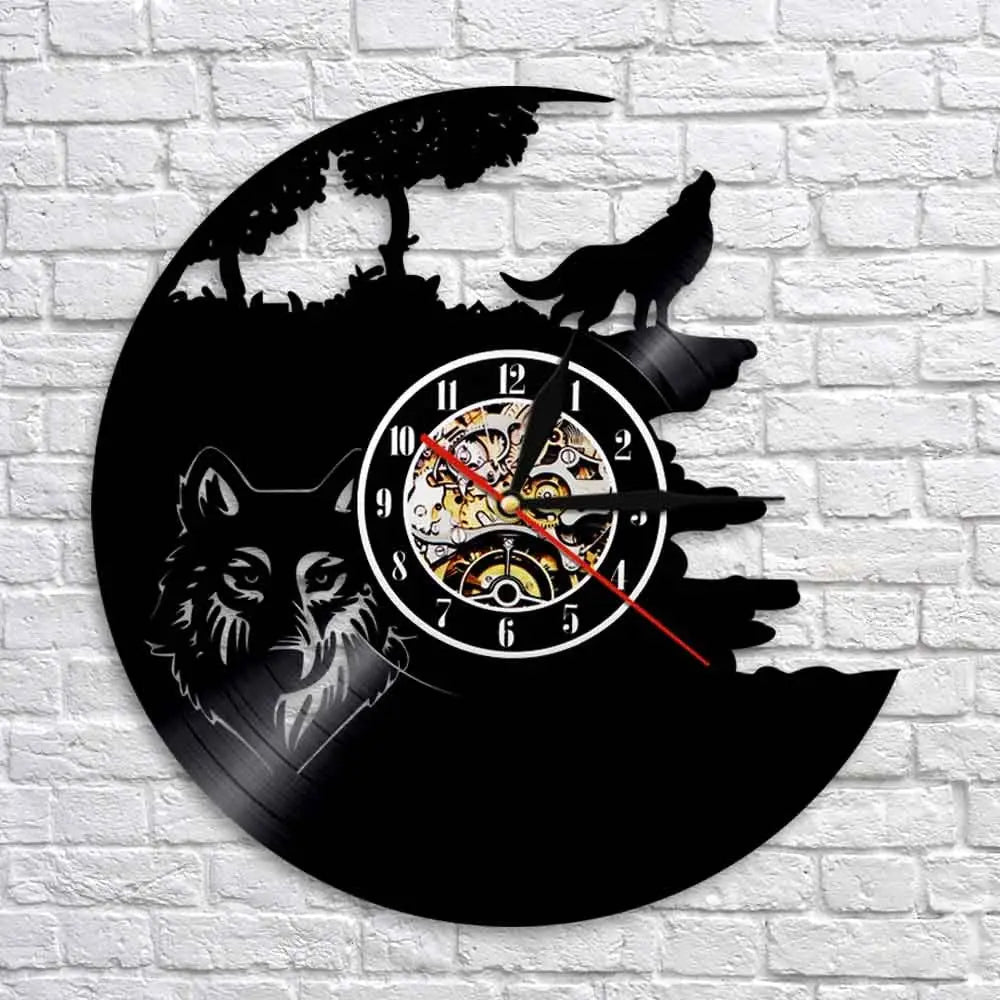 Horloge Vinyle Loup - Horloge Tête de Mort