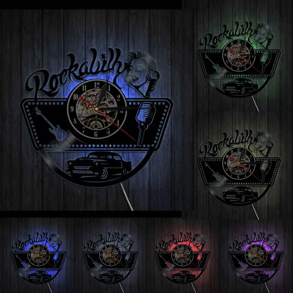 Horloge Vinyle Rockabilly LED - Horloge LED