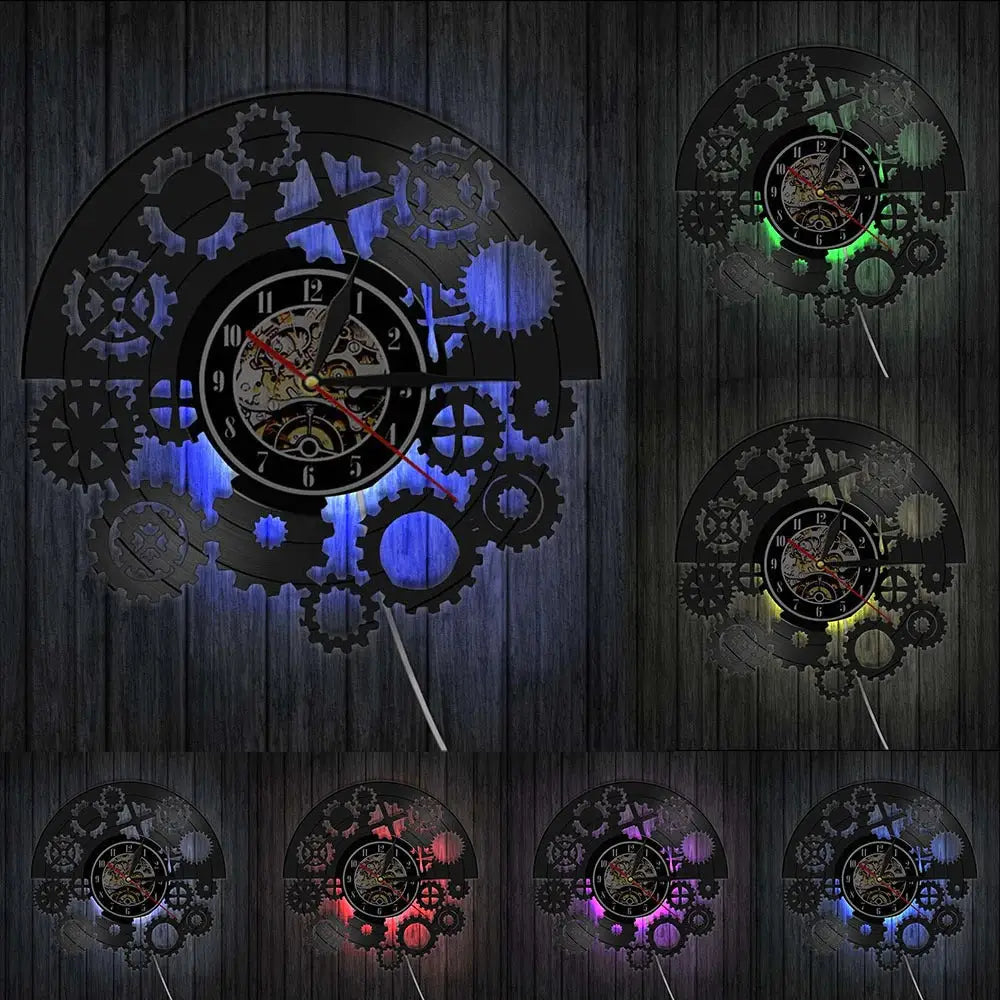 Horloge Vinyle Steampunk LED - Horloge LED