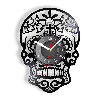 Horloge Vinyle Tête de Mort Mexicaine - Horloge Tête de Mort