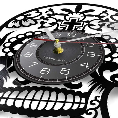 Horloge Vinyle Tête de Mort Mexicaine LED - Horloge LED