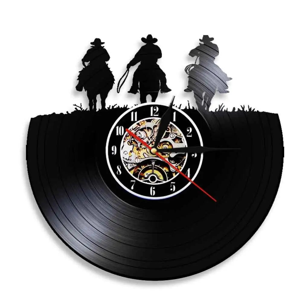 Horloge Vinyle Western - Horloge Tête de Mort