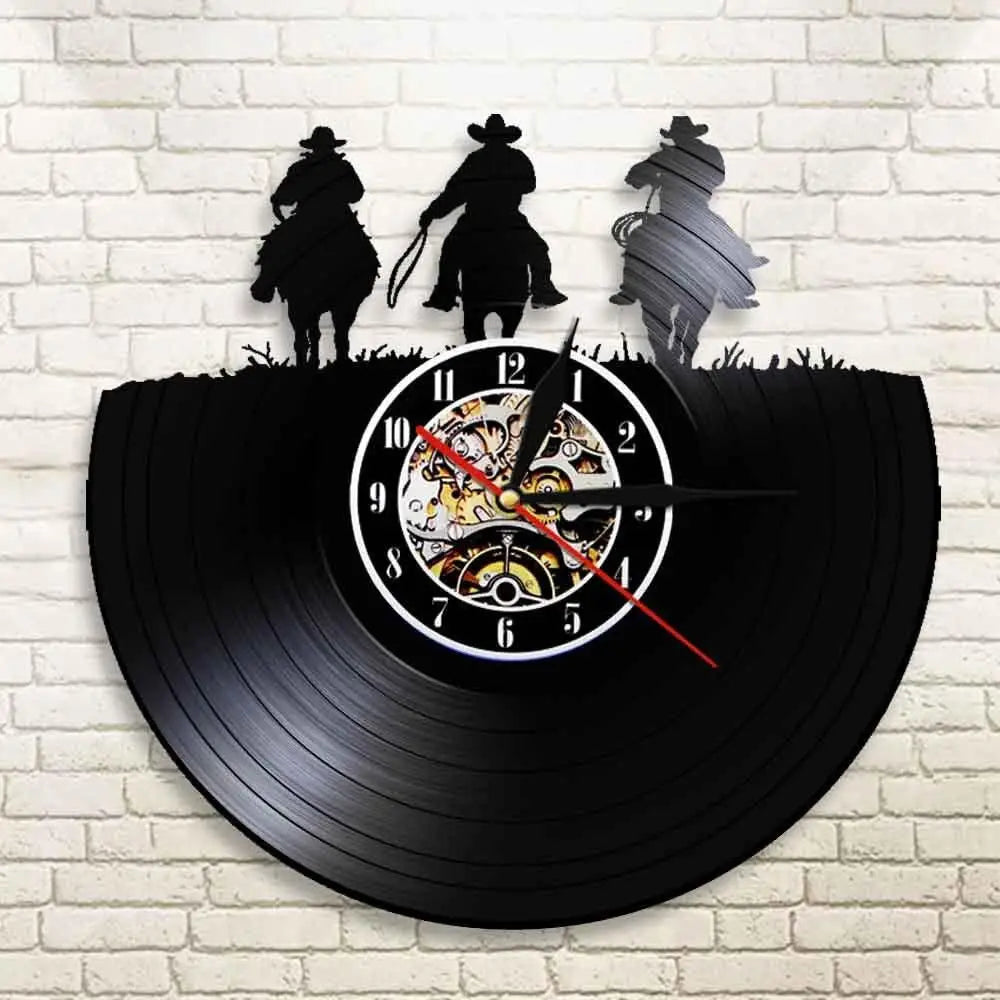 Horloge Vinyle Western - Horloge Tête de Mort