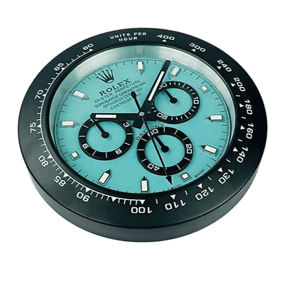 🕰️ Horloge Murale Rolex Daytona Black & Tiffany Blue - Passeport Cases