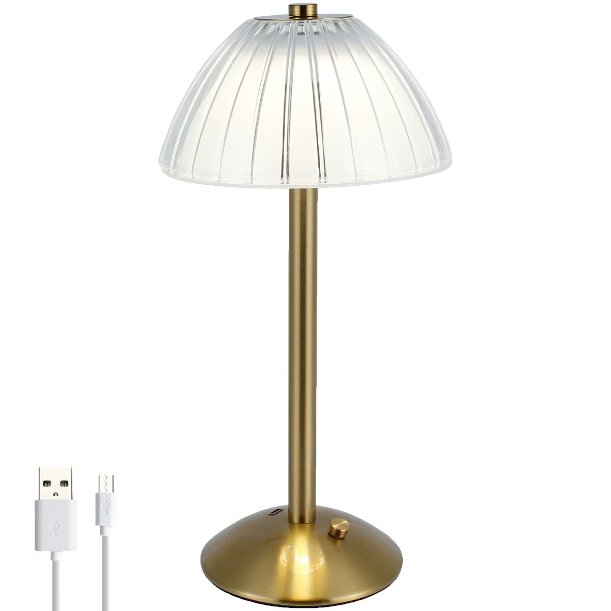 Lampe à LED Vintage Élégante en Métal Doré et Blanc