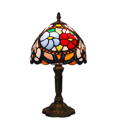 Lampe de table vintage en verre multicolore