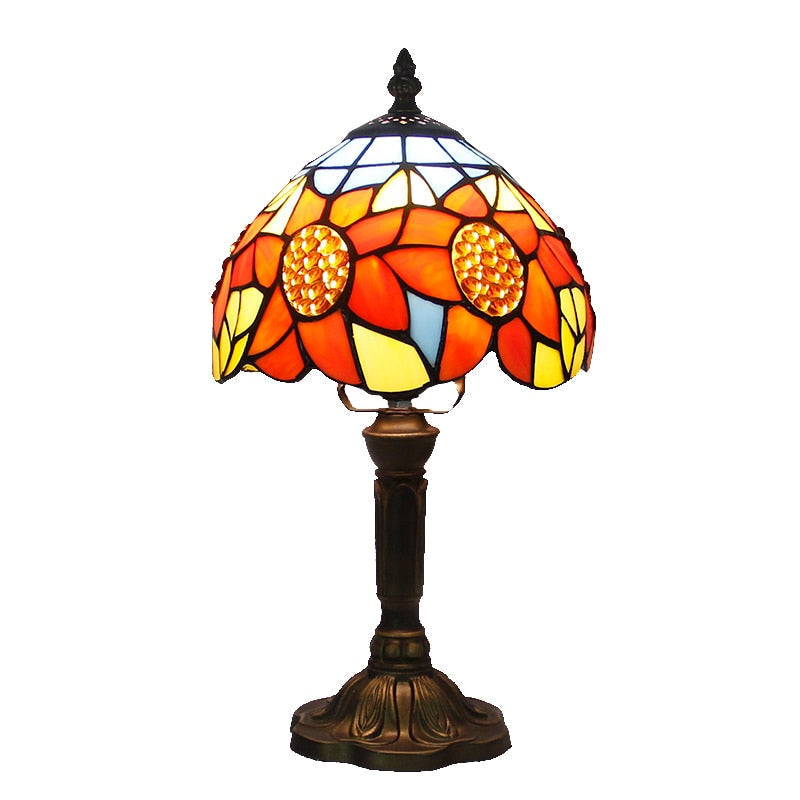 Lampe de table vintage en verre multicolore