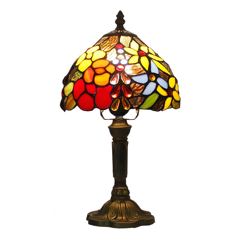 Lampe de table vintage en verre multicolore