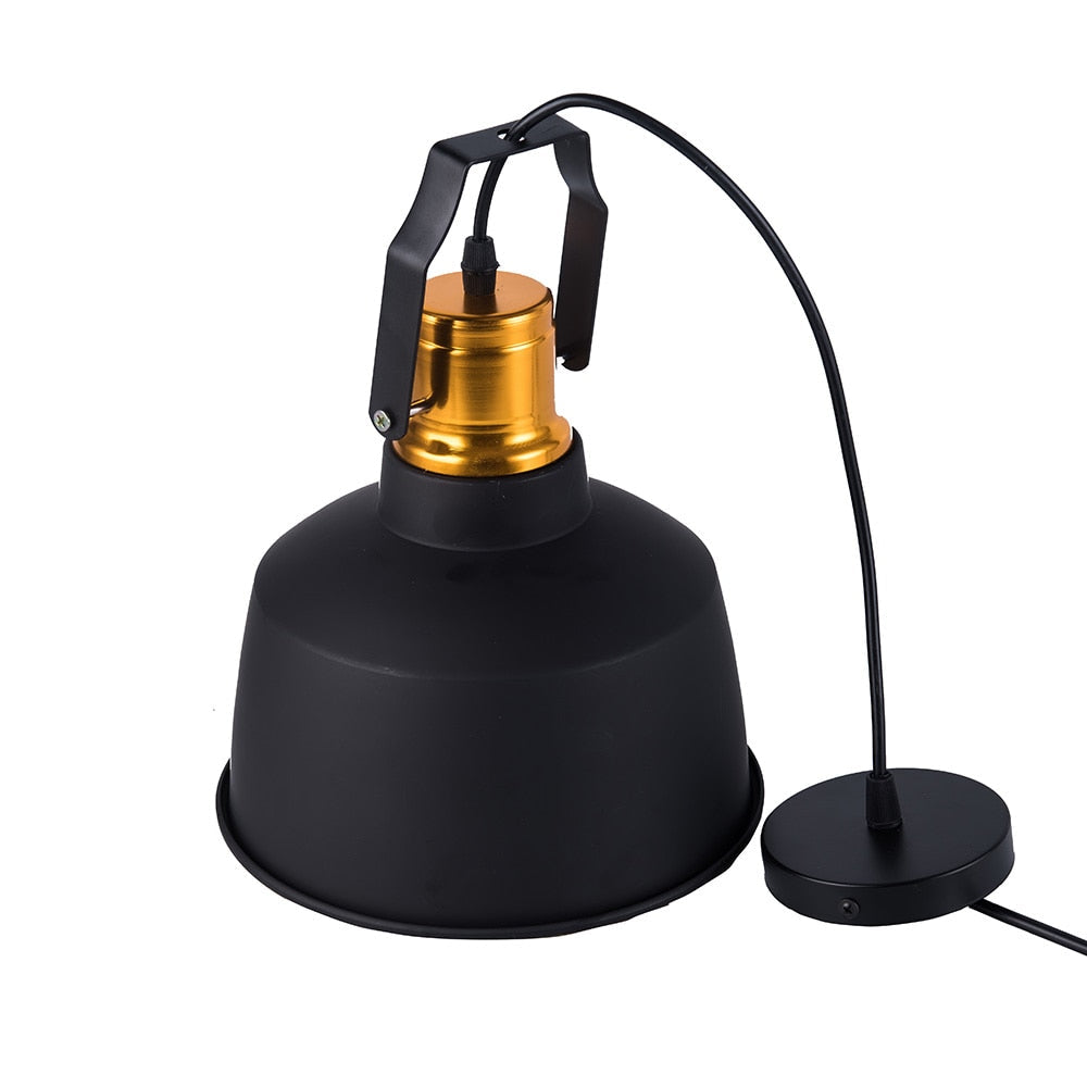 Lampe Suspendue Vintage en Aluminium Noir avec Éclairage LED