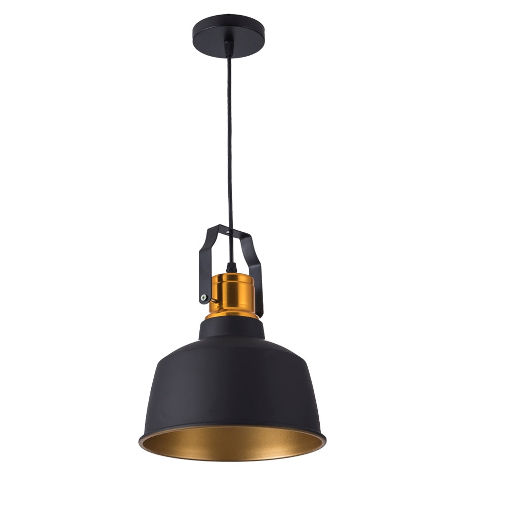 Lampe Suspendue Vintage en Aluminium Noir avec Éclairage LED