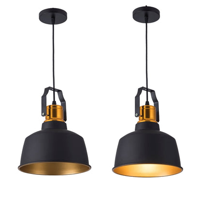 Lampe Suspendue Vintage en Aluminium Noir avec Éclairage LED