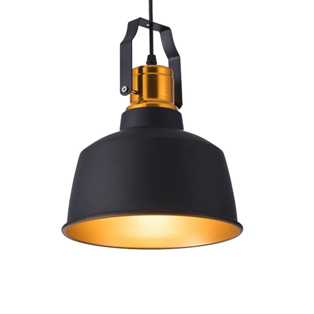 Lampe Suspendue Vintage en Aluminium Noir avec Éclairage LED