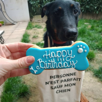 Cake de perro en forma de hueso de cumpleaños - Azul - Artesanía italiana de Dolcimponte