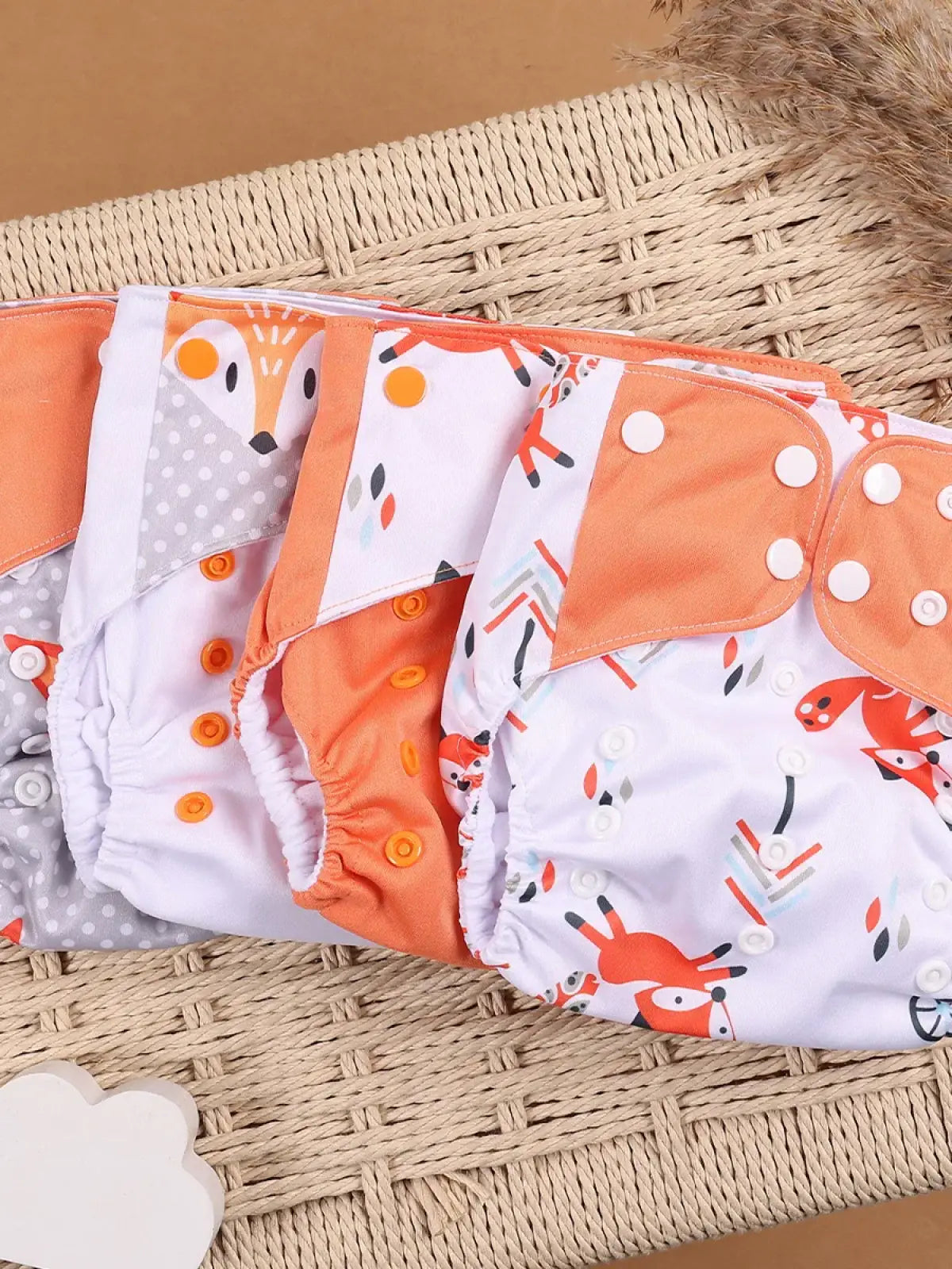 Couche de bebe lavable - orange