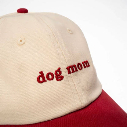 Two -color cap - dog mom (red & beige)