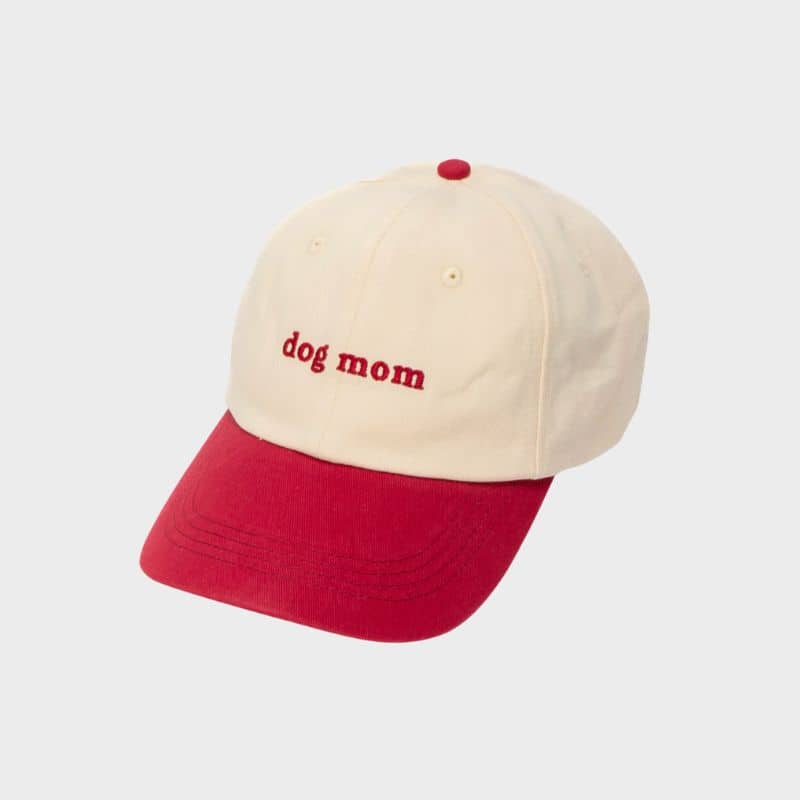 Two -color cap - dog mom (red & beige)