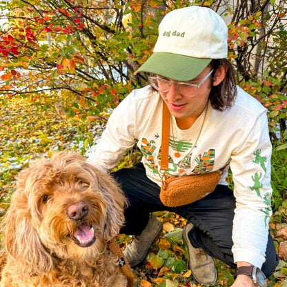 Two -Color Cap - Dog Dad (Khaki Green & Beige)